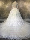Tulle Scoop Neck Chapel Train Ball Gown with Sequins Wedding Dresses #PWD00022942