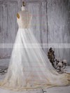 Tulle Scoop Neck Sweep Train Princess with Appliques Lace Wedding Dresses #PWD00022962