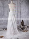 Tulle Chiffon Scoop Neck Sweep Train A-line with Lace Wedding Dresses #PWD00022963