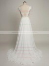 Tulle Chiffon Scoop Neck Sweep Train A-line with Appliques Lace Wedding Dresses #PWD00022968