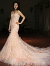 Tulle Sweetheart Court Train Trumpet/Mermaid with Appliques Lace Wedding Dresses #PWD00022981