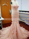 Tulle Sweetheart Court Train Trumpet/Mermaid with Appliques Lace Wedding Dresses #PWD00022981