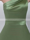 Sheath/Column Short/Mini Satin Ruched One Shoulder Bridesmaid Dresses #PWD01011695