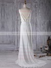 Chiffon V-neck Sweep Train Sheath/Column with Lace Wedding Dresses #PWD00023000