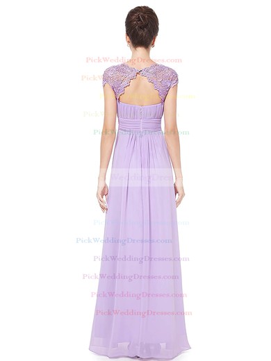 Lace Chiffon A-line Scoop Neck Floor-length with Pleats Bridesmaid Dresses #PWD01013436