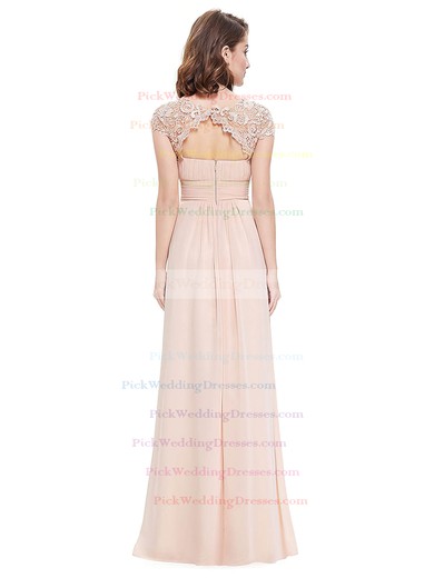 Lace Chiffon A-line Scoop Neck Floor-length with Pleats Bridesmaid Dresses #PWD01013437