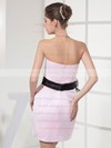 Sheath/Column Short/Mini Satin Sashes/Ribbons Strapless Bridesmaid Dresses #PWD01011696