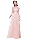 Lace Tulle A-line Scoop Neck Floor-length with Sashes / Ribbons Bridesmaid Dresses #PWD01013439