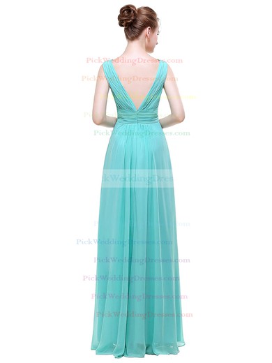 Chiffon A-line V-neck Floor-length with Beading Bridesmaid Dresses #PWD01013440