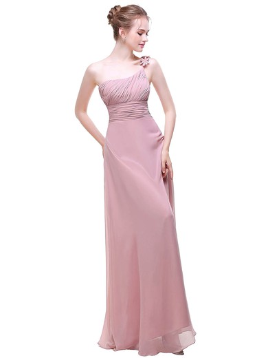 Chiffon A-line One Shoulder Floor-length with Flower(s) Bridesmaid Dresses #PWD01013442