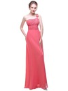 Chiffon A-line One Shoulder Floor-length with Flower(s) Bridesmaid Dresses #PWD01013443