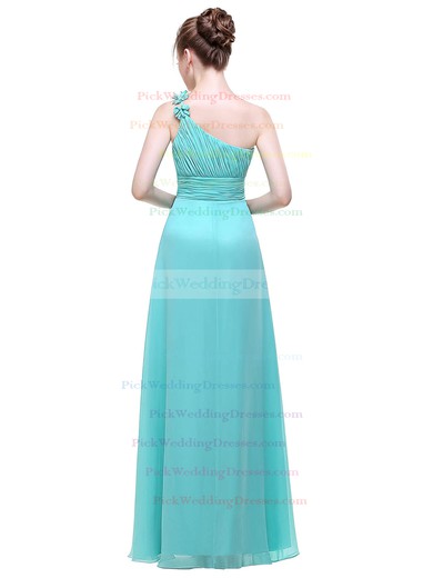 Chiffon A-line One Shoulder Floor-length with Flower(s) Bridesmaid Dresses #PWD01013444