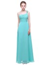 Chiffon A-line One Shoulder Floor-length with Flower(s) Bridesmaid Dresses #PWD01013444
