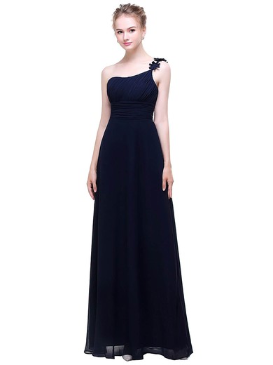 Chiffon A-line One Shoulder Floor-length with Flower(s) Bridesmaid Dresses #PWD01013445
