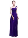 Chiffon A-line One Shoulder Ankle-length with Flower(s) Bridesmaid Dresses #PWD01013446