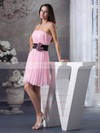 A-line Short/Mini Chiffon Pleats Strapless Bridesmaid Dresses #PWD01011697