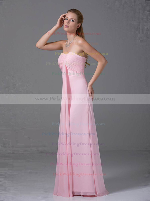 Empire Floor-length Chiffon Ruched Strapless Bridesmaid Dresses #PWD02012881