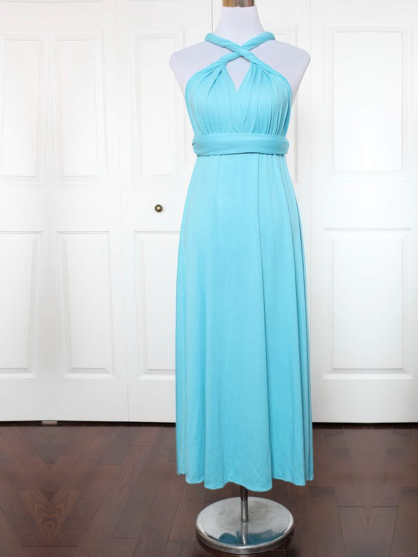 Jersey V-neck Ankle-length A-line with Ruffles Bridesmaid Dresses #PWD01013130