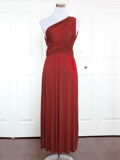 Jersey One Shoulder Ankle-length A-line with Ruffles Bridesmaid Dresses #PWD01013131