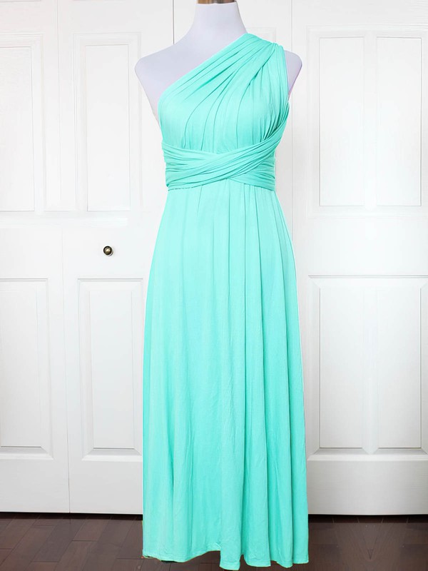 Jersey One Shoulder Ankle-length A-line with Ruffles Bridesmaid Dresses #PWD01013132