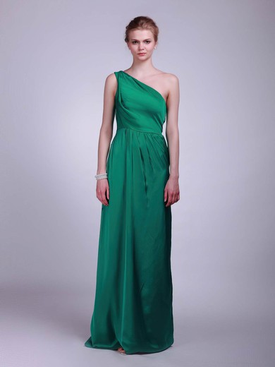 A-line Floor-length Satin Draping One Shoulder Bridesmaid Dresses #PWD02013609