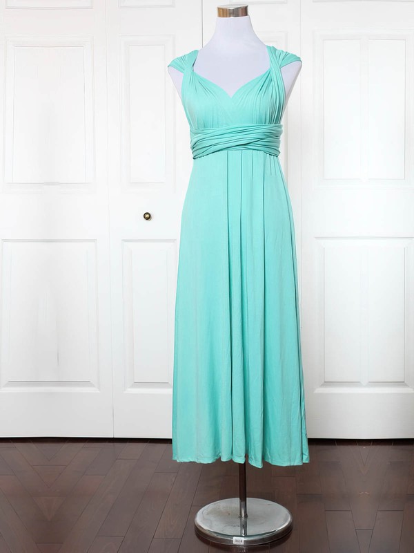 Jersey V-neck Ankle-length Empire with Ruffles Bridesmaid Dresses #PWD01013135