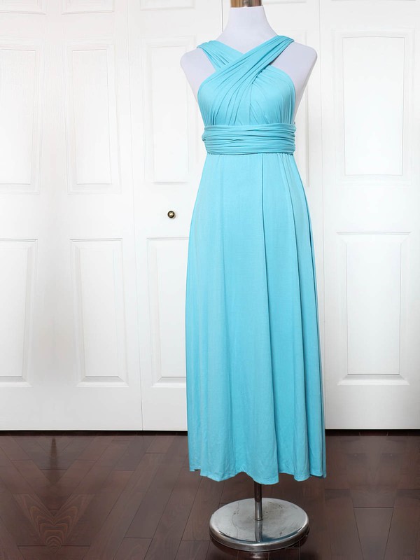 Jersey V-neck Ankle-length A-line with Ruffles Bridesmaid Dresses #PWD01013136