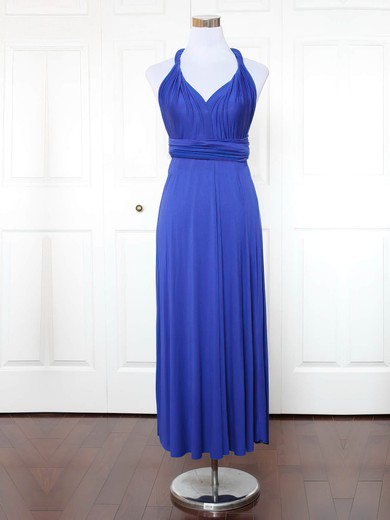 Jersey V-neck Ankle-length A-line with Ruffles Bridesmaid Dresses #PWD01013137