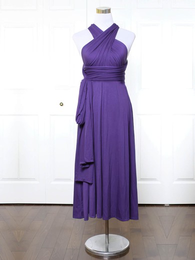 Jersey V-neck Ankle-length A-line with Ruffles Bridesmaid Dresses #PWD01013140