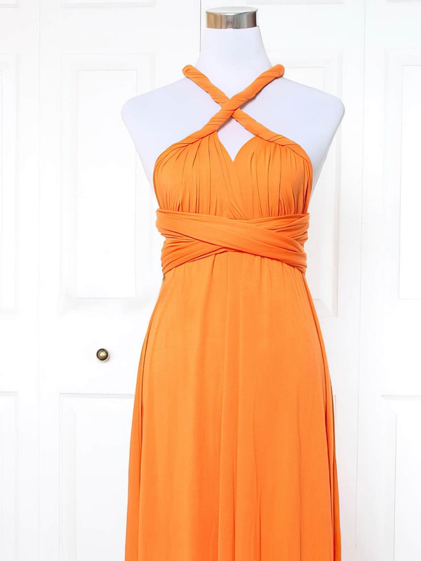 Jersey V-neck Knee-length Empire with Ruffles Bridesmaid Dresses #PWD01013141