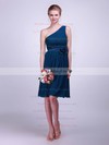 A-line Knee-length Chiffon Flower(s) One Shoulder Bridesmaid Dresses #PWD02013613