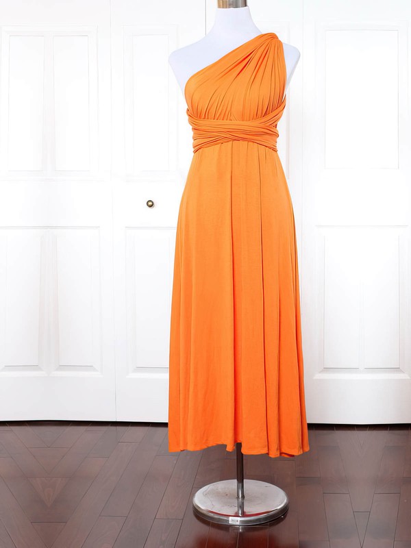 Jersey One Shoulder Ankle-length A-line with Ruffles Bridesmaid Dresses #PWD01013145