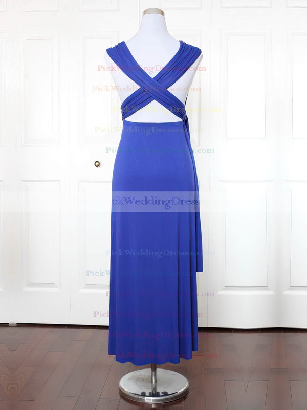 Jersey V-neck Ankle-length A-line with Ruffles Bridesmaid Dresses #PWD01013148