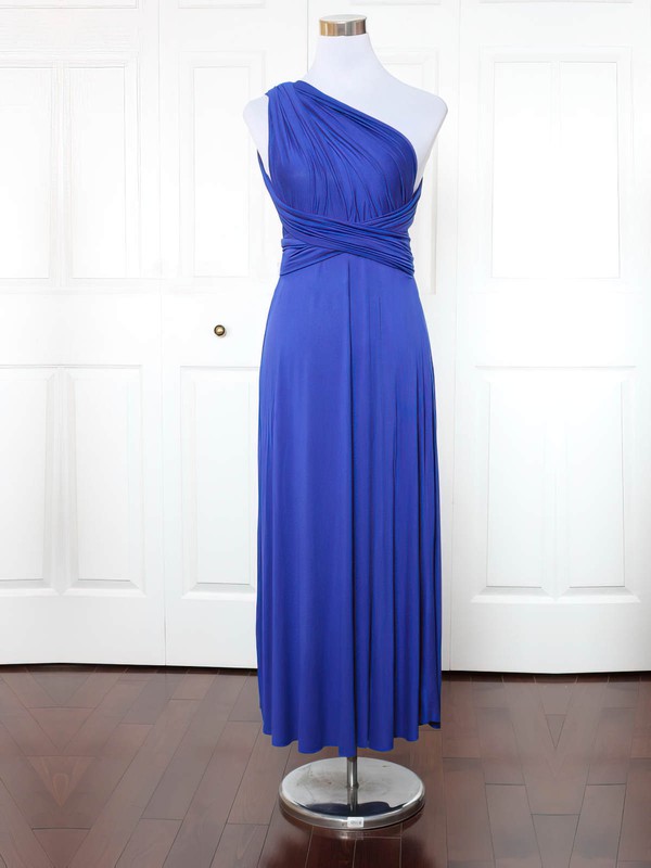 Jersey One Shoulder Ankle-length A-line with Ruffles Bridesmaid Dresses #PWD01013149