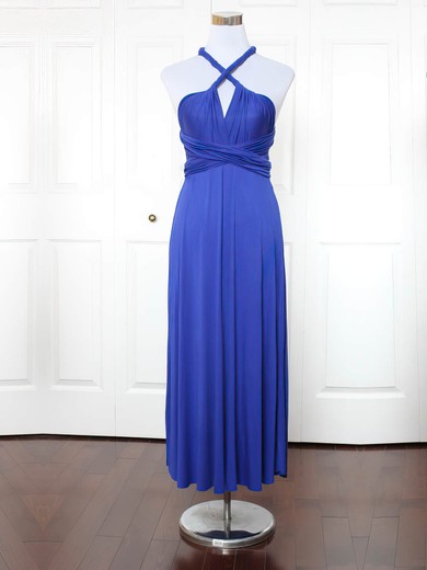 Jersey V-neck Ankle-length A-line with Ruffles Bridesmaid Dresses #PWD01013153