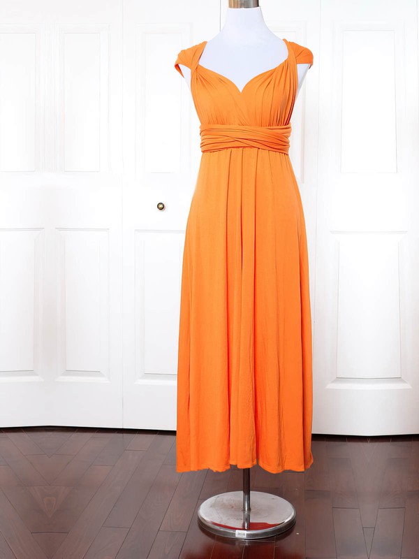 Jersey V-neck Ankle-length Empire with Ruffles Bridesmaid Dresses #PWD01013154