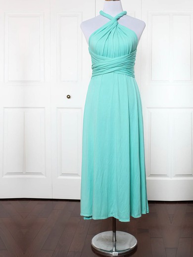 Jersey V-neck Ankle-length A-line with Ruffles Bridesmaid Dresses #PWD01013156