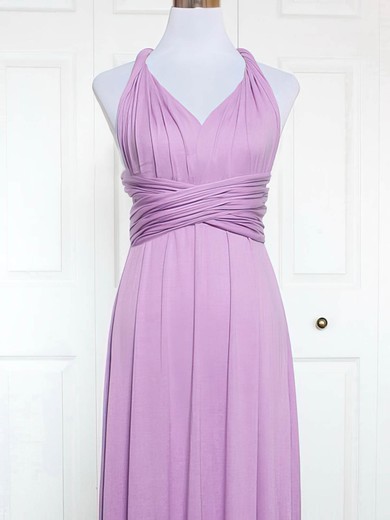 Jersey V-neck Knee-length A-line with Ruffles Bridesmaid Dresses #PWD01013164