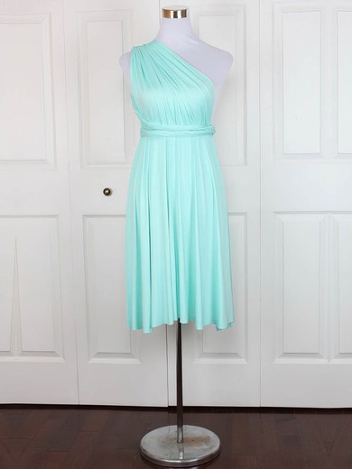 Jersey One Shoulder Short/Mini A-line with Ruffles Bridesmaid Dresses #PWD01013168