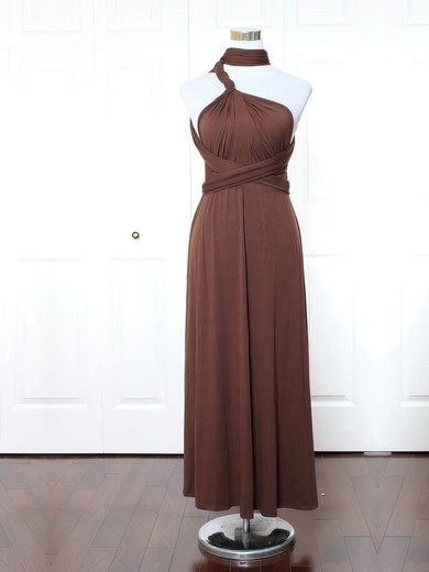 Jersey High Neck Ankle-length A-line with Ruffles Bridesmaid Dresses #PWD01013169