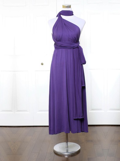 Jersey High Neck Ankle-length A-line with Ruffles Bridesmaid Dresses #PWD01013170
