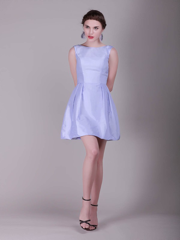 A-line Short/Mini Satin Bow Bateau Bridesmaid Dresses #PWD02013638