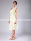 Sheath/Column Knee-length Chiffon Pleats One Shoulder Bridesmaid Dresses #PWD02013683