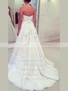 Satin Tulle Strapless Sweep Train Princess with Appliques Lace Wedding Dresses #PWD00023016