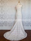 Tulle Strapless Sweep Train Trumpet/Mermaid with Appliques Lace Wedding Dresses #PWD00023021