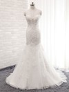 Tulle V-neck Sweep Train Trumpet/Mermaid with Sequins Wedding Dresses #PWD00023028