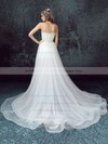 Tulle Lace Strapless Sweep Train A-line with Sashes / Ribbons Wedding Dresses #PWD00023033