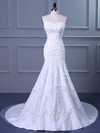 Tulle Sweetheart Sweep Train Trumpet/Mermaid with Flower(s) Wedding Dresses #PWD00023038