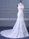 Tulle Sweetheart Sweep Train Trumpet/Mermaid with Flower(s) Wedding Dresses #PWD00023038
