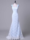 Lace Sweetheart Sweep Train Trumpet/Mermaid with Ruffles Wedding Dresses #PWD00023044